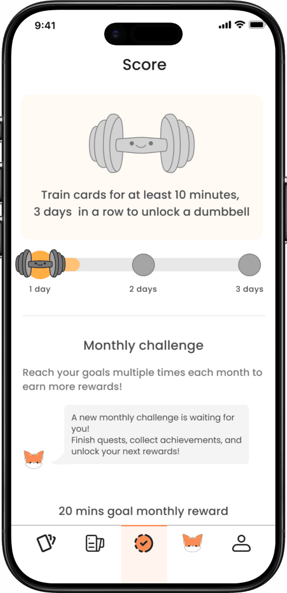 score and goals screen